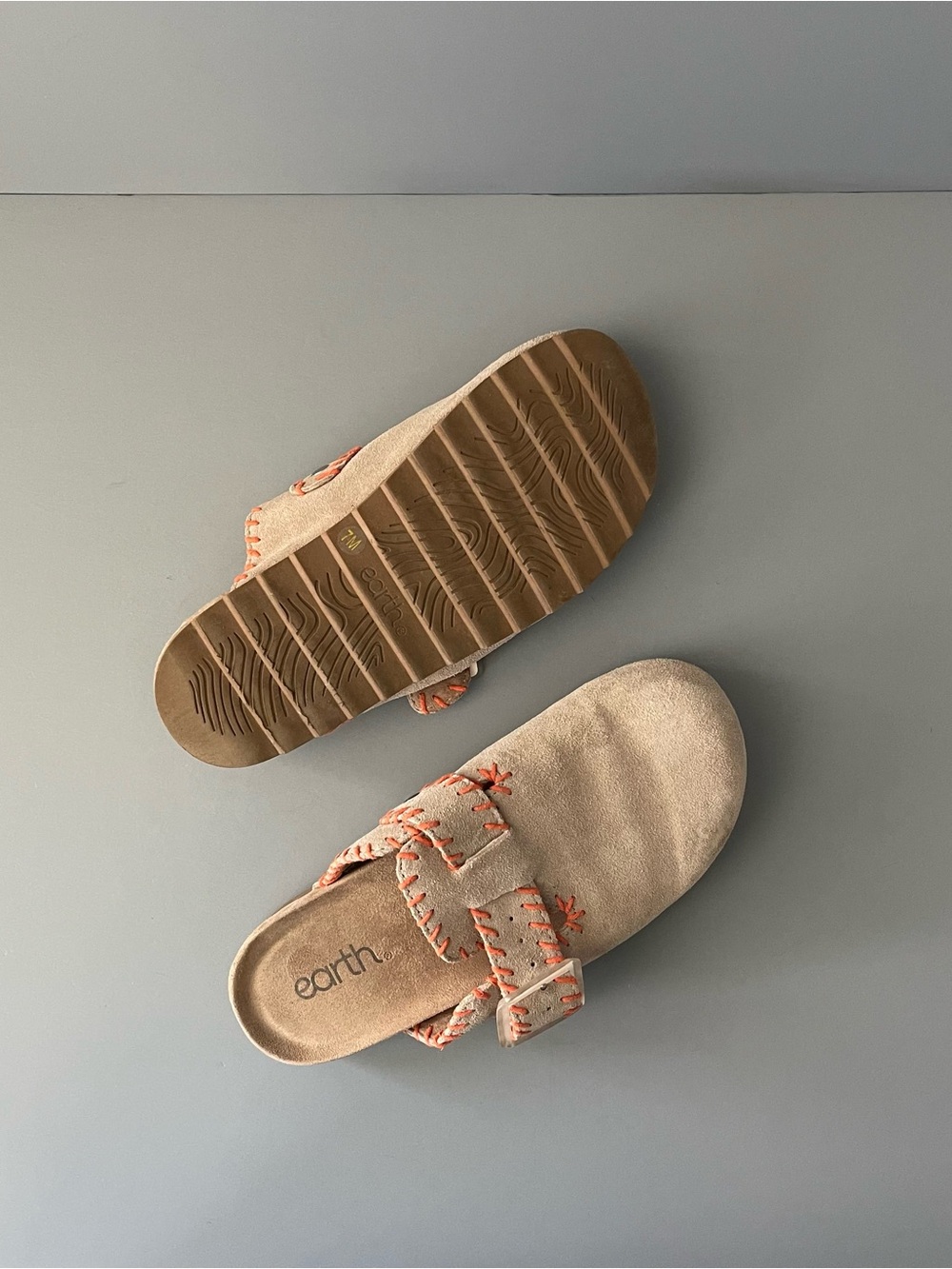 Earth Gena Leather Slip On Comfort Clog Taupe Orange 7 Boho Southwestern Foam - Picture 4 of 16